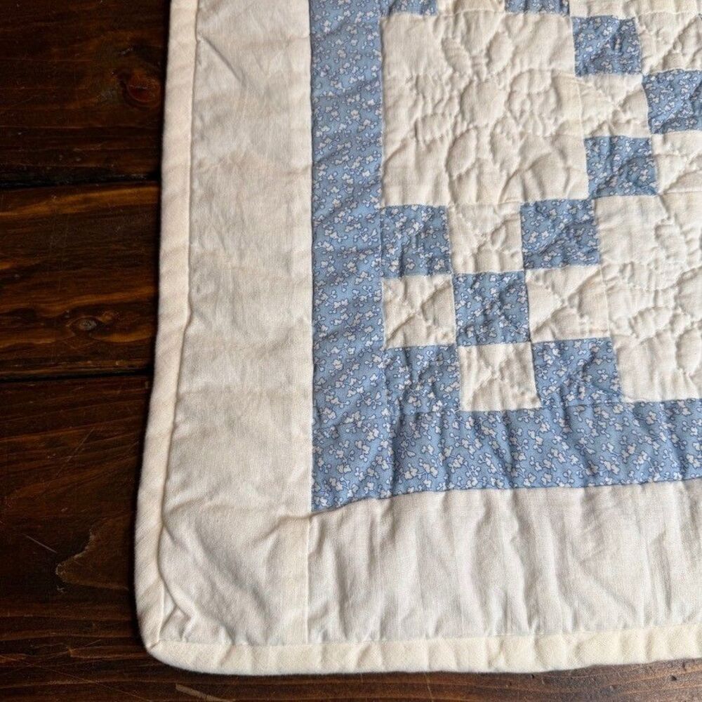 Quilted Irish Chain Baby Blanket Table Centerpiece Floral Ditsy Hand Stitched - Picture 2 of 7